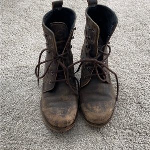 Distressed brown boots